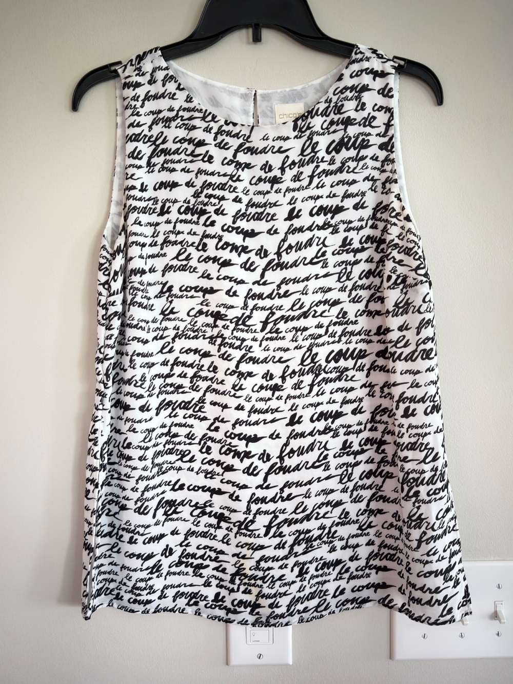 Chico's Black & White Script Tank Top